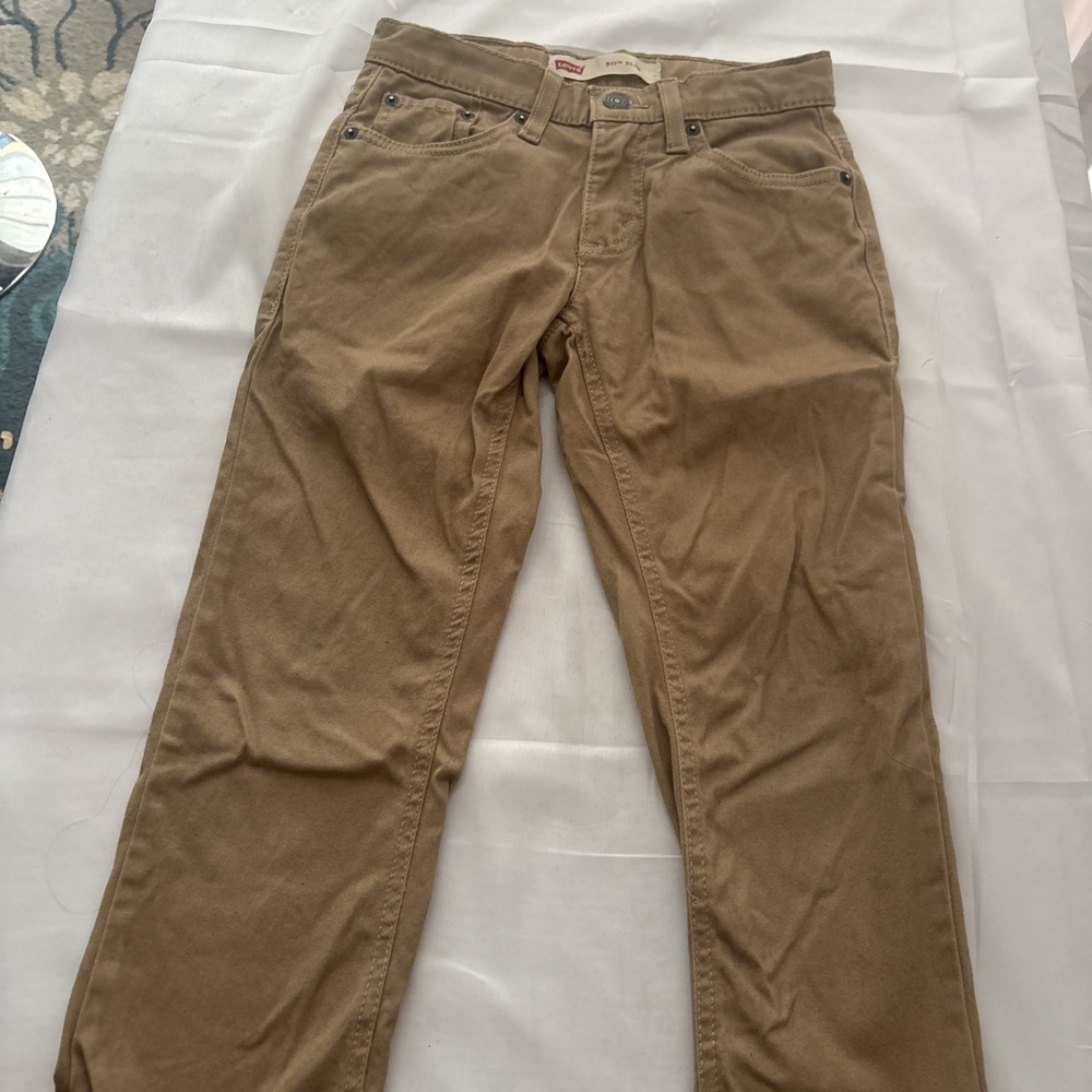 Levi’s 511 Slim Fit Khaki Pants Boys Size 8 Adjustable Waist Brown - Picture 2 of 12